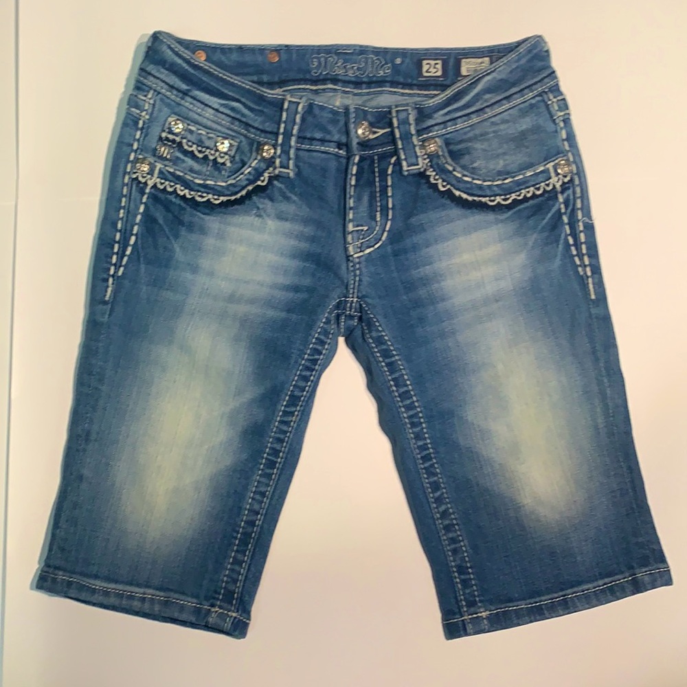 MISS ME Bermuda Embellished Denim Shorts